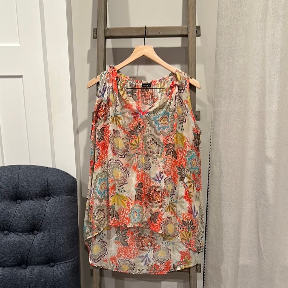 Noble U Orange Asymmetrical Sleeveless Blouse